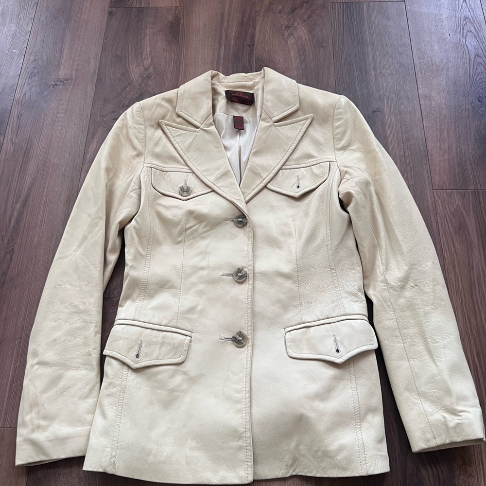 Danier Cream Leather Blazer Jacket